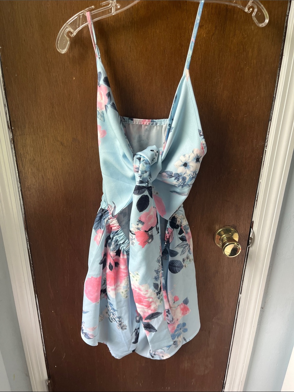 Light Blue Floral Tie Romper